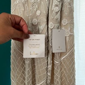 Lulus Wedding Dress. Size Large. Champagne. Never worn, brand new with tags.